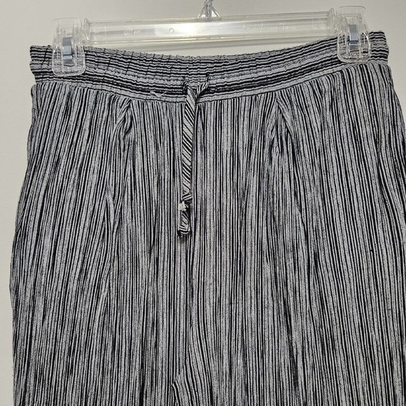 Inclinations Womens Sz S Pull On Tie Waist Straight Leg Pants BlackWhite Striped - Picture 3 of 8